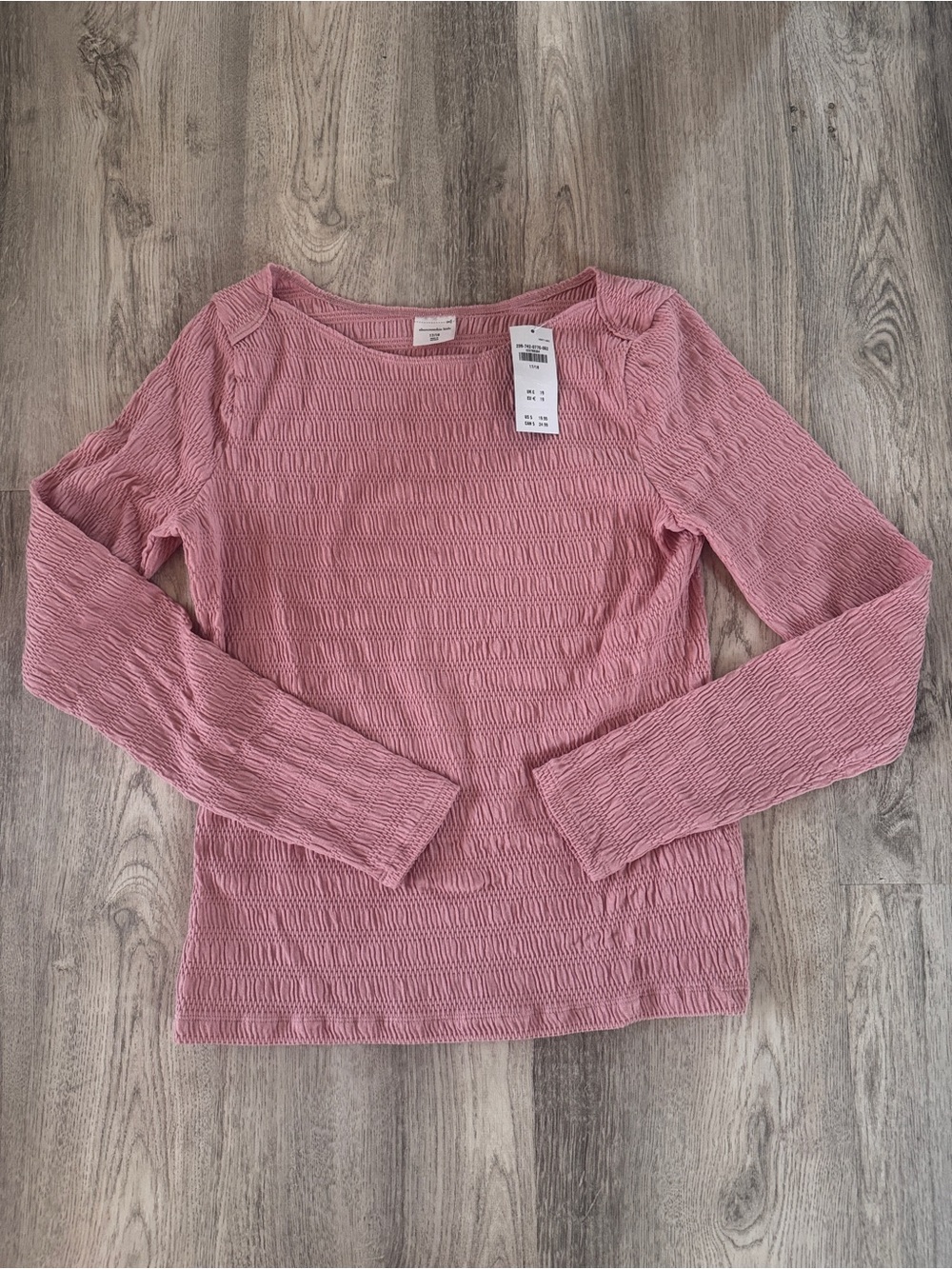 Textured Long Sleeve Top - Dusty Rose